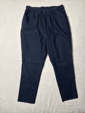 Chic Jeans Women Sz 16 Petite Denim Elastic Waist Pull On Straight Leg Stretch